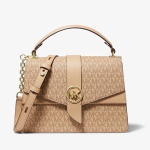 Michael Kors Greenwich Medium Logo Leather Satchel
